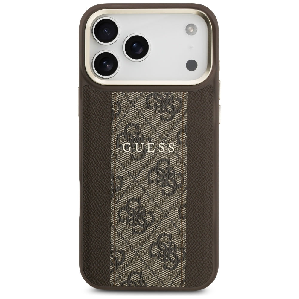 Husa pentru iPhone 17 Pro - Guess Hardcase 4G Stripe MagSafe (GUHMP17LPG4SEMCW) - Brown