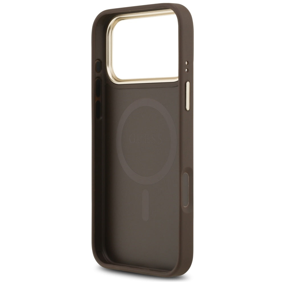 Husa pentru iPhone 17 Pro - Guess Hardcase 4G Stripe MagSafe (GUHMP17LPG4SEMCW) - Brown