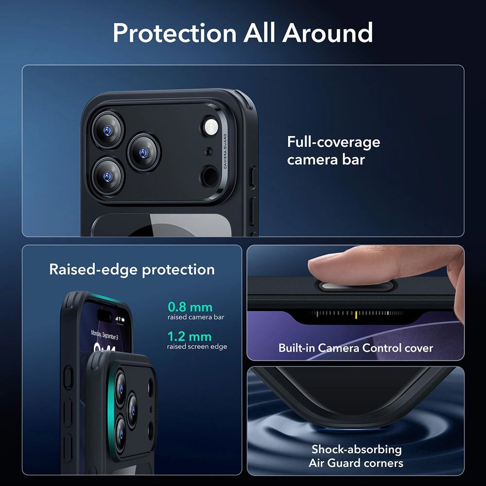 ESR - Classic Hybrid HaloLock [Included Screen Protector] - iPhone 17 Pro - Clear Black
