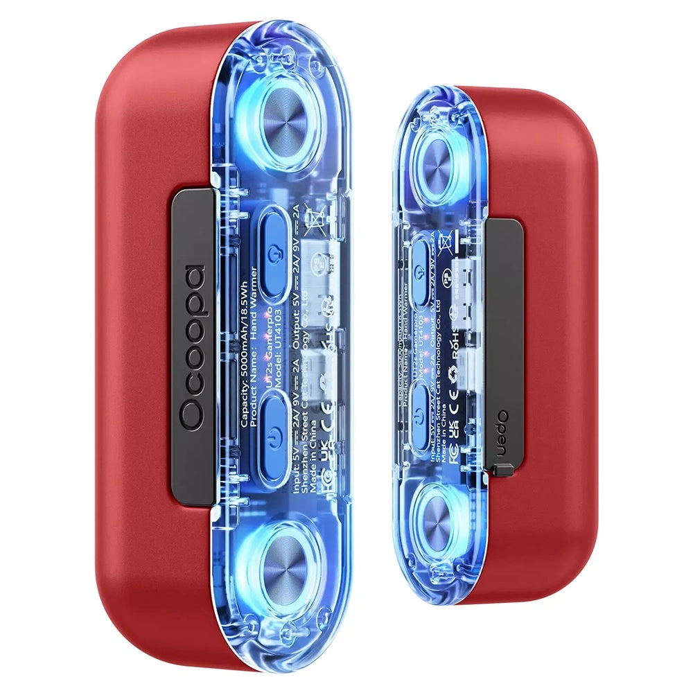 Ocoopa - Hand Warmer UT2s GamerPro (UT4103-RD) - with Power Bank, Magnetic Design, 7 LED Lights, Type-C, 18W, 2x5000mAh 