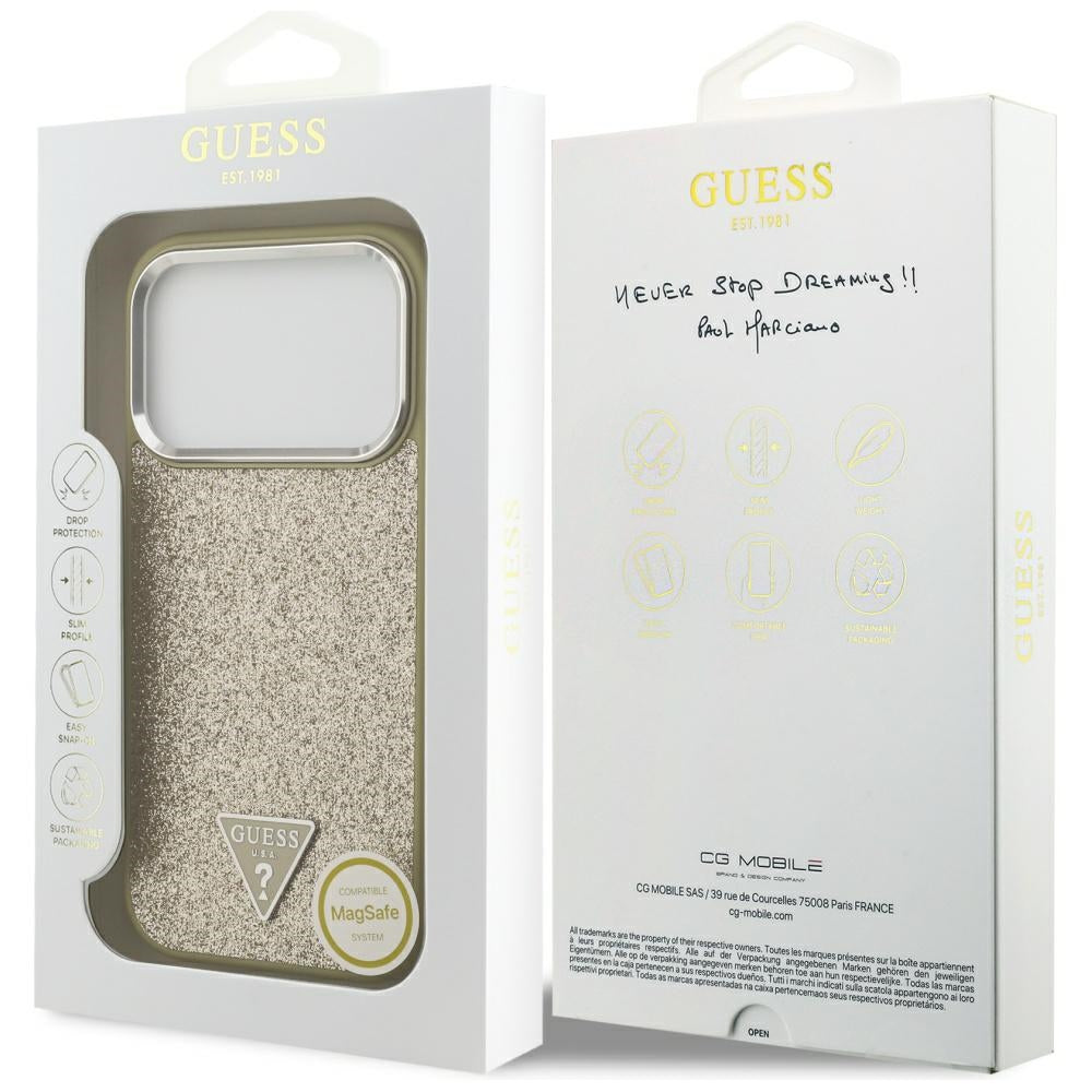 Guess - Glitter Triangle Logo MagSafe (GUHMP17LPFGTSCMD) - iPhone 17 Pro - Gold