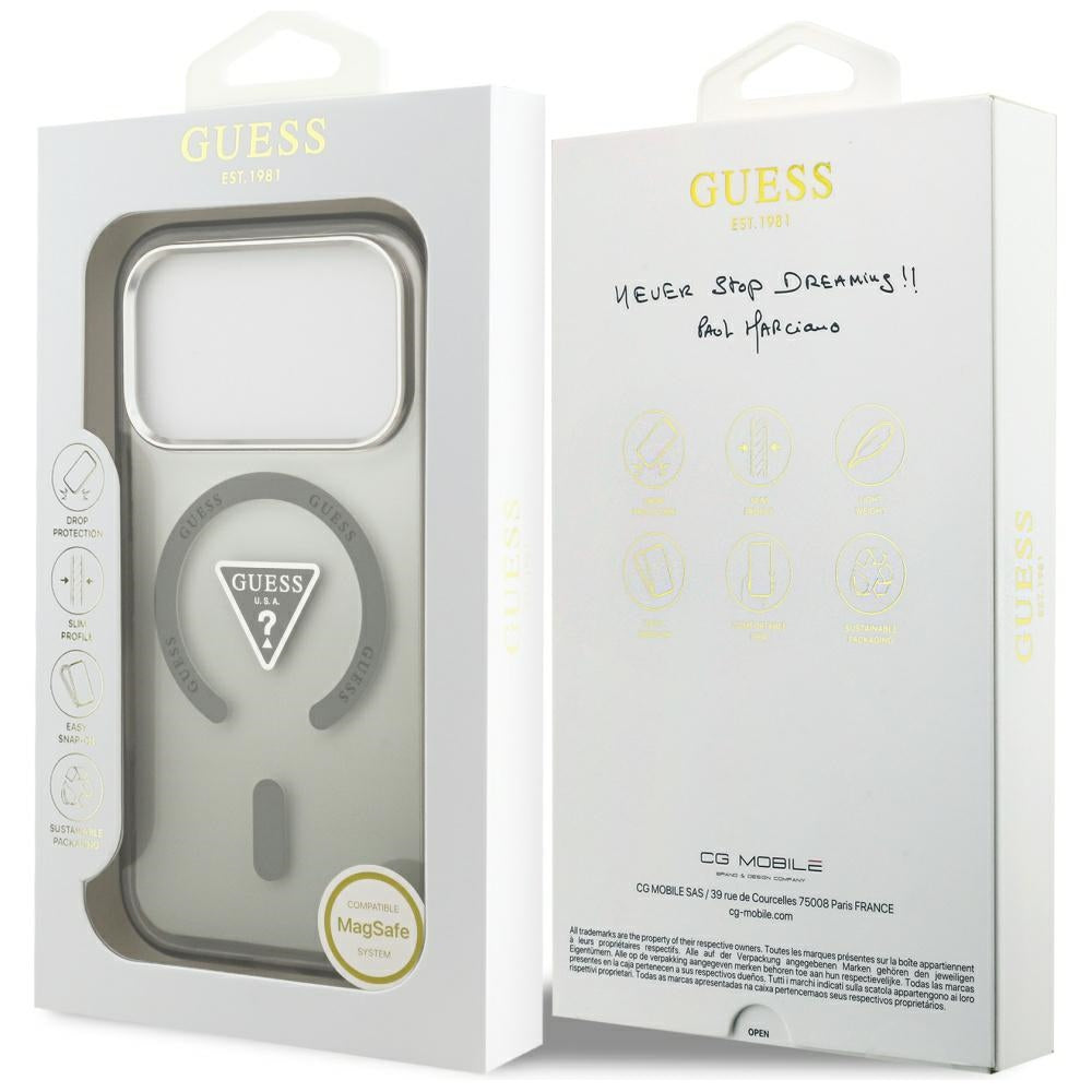 Husa pentru iPhone 17 Pro Max - Guess IML Gradient Triangle Logo MagSafe (GUHMP17XHGTMLCGA) - Khaki