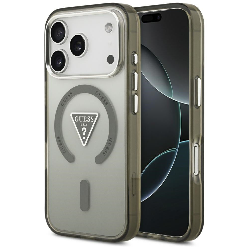 Husa pentru iPhone 17 Pro - Guess IML Gradient Triangle Logo MagSafe (GUHMP17LHGTMLCGA) - Khaki