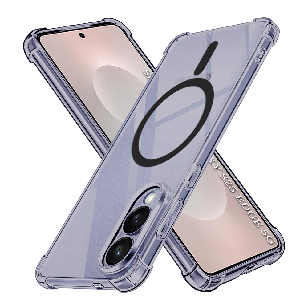 Techsuit - Shockproof Clear Silicone MagSafe - Samsung Galaxy S25 Edge - Smoke Black