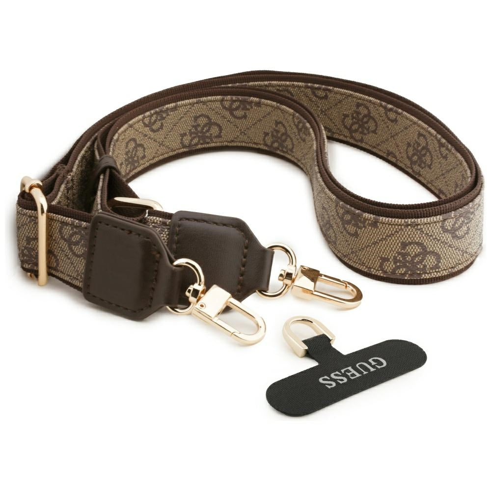 Husa pentru iPhone 17 Air - Guess 4G Strass Logo with Big Strap Metal Button MagSafe (GUHMP17MP4G4DCSW) - Brown
