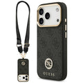 Husa pentru iPhone 17 Pro - Guess 4G Strass Logo with Big Strap Metal Button MagSafe (GUHMP17LP4G4DCSK) - Black