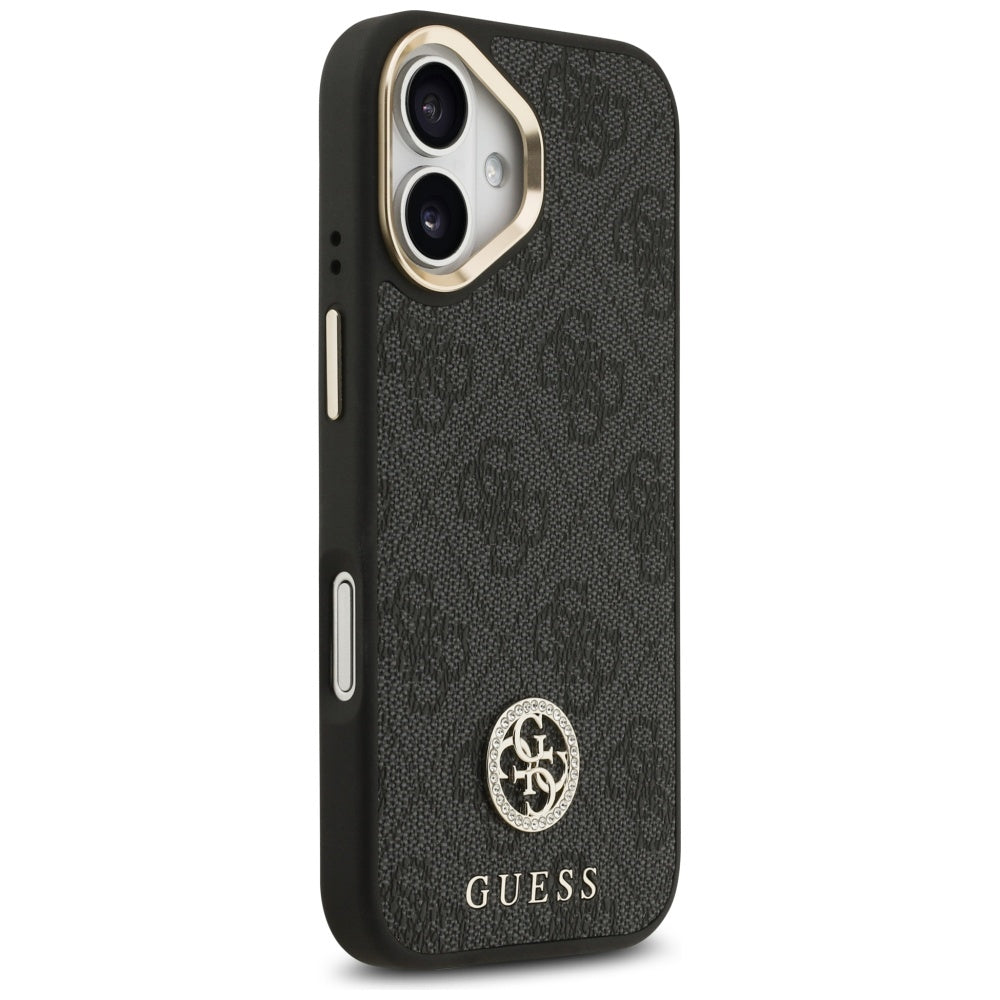 Husa pentru iPhone 17 - Guess 4G Strass Logo with Big Strap Metal Button MagSafe (GUHMP17SP4G4DCSK) - Black
