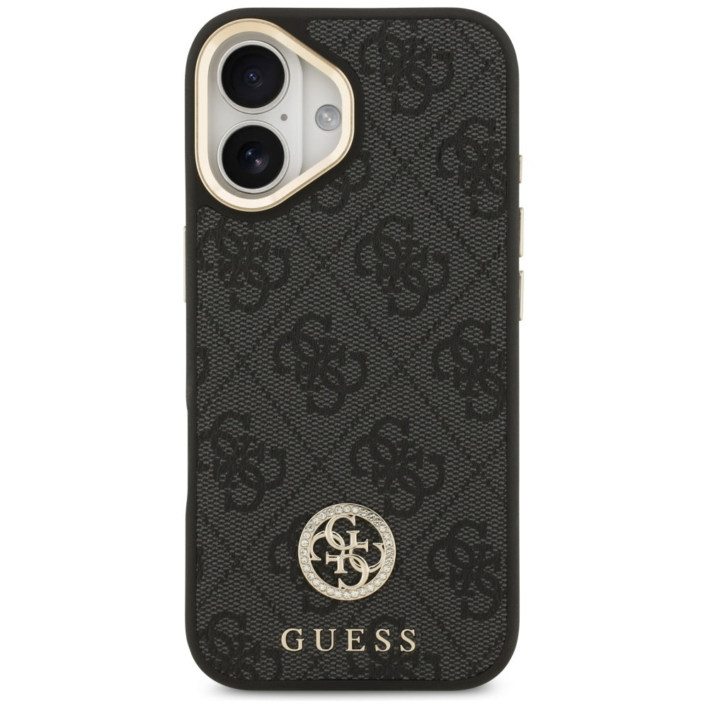 Husa pentru iPhone 17 - Guess 4G Strass Logo with Big Strap Metal Button MagSafe (GUHMP17SP4G4DCSK) - Black