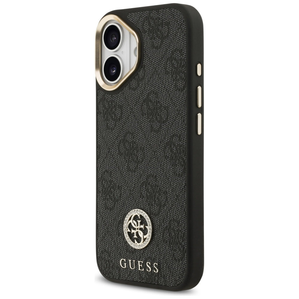 Husa pentru iPhone 17 - Guess 4G Strass Logo with Big Strap Metal Button MagSafe (GUHMP17SP4G4DCSK) - Black