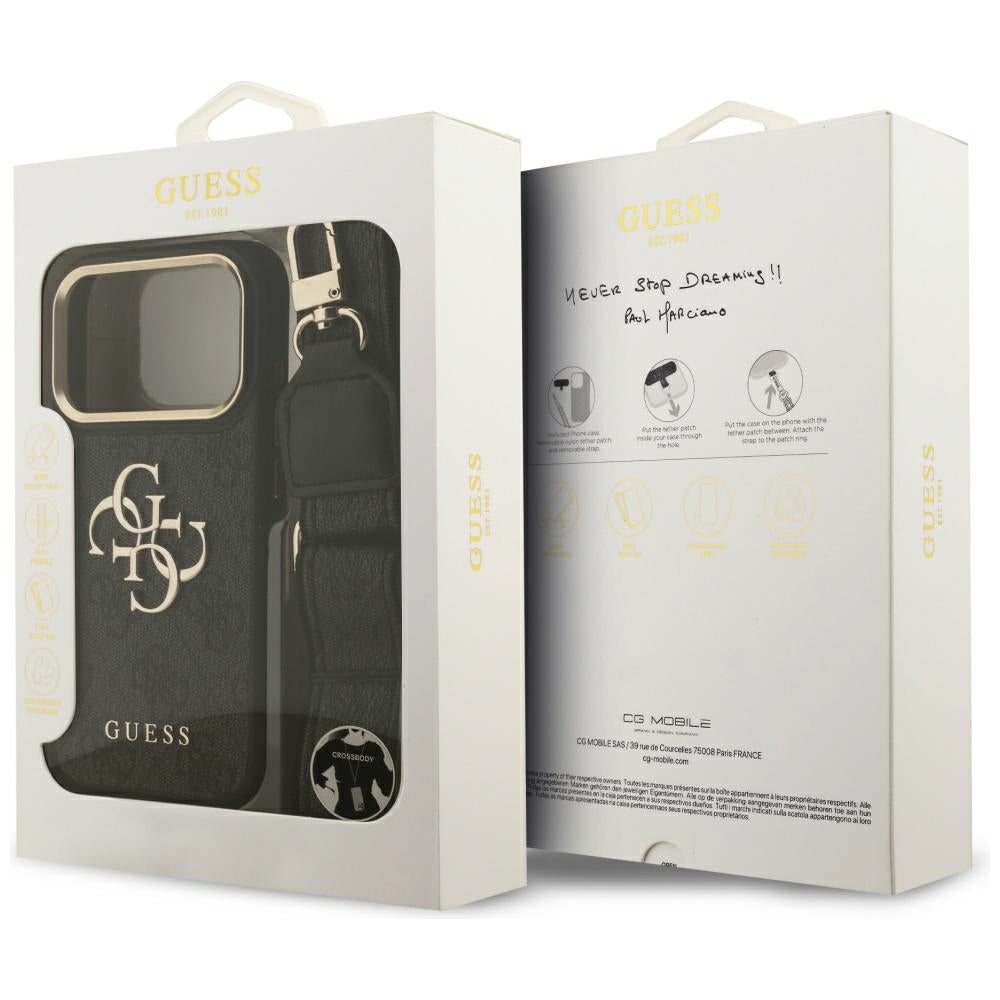 Husa pentru iPhone 17 Pro - Guess Big 4G Classic Logo with Big Strap Metal Buttons (GUHCP17LP4G4BCSK) - Black