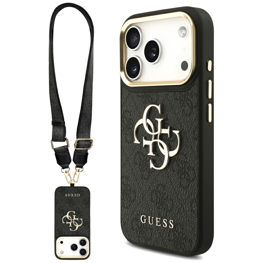 Husa pentru iPhone 17 Pro - Guess Big 4G Classic Logo with Big Strap Metal Buttons (GUHCP17LP4G4BCSK) - Black