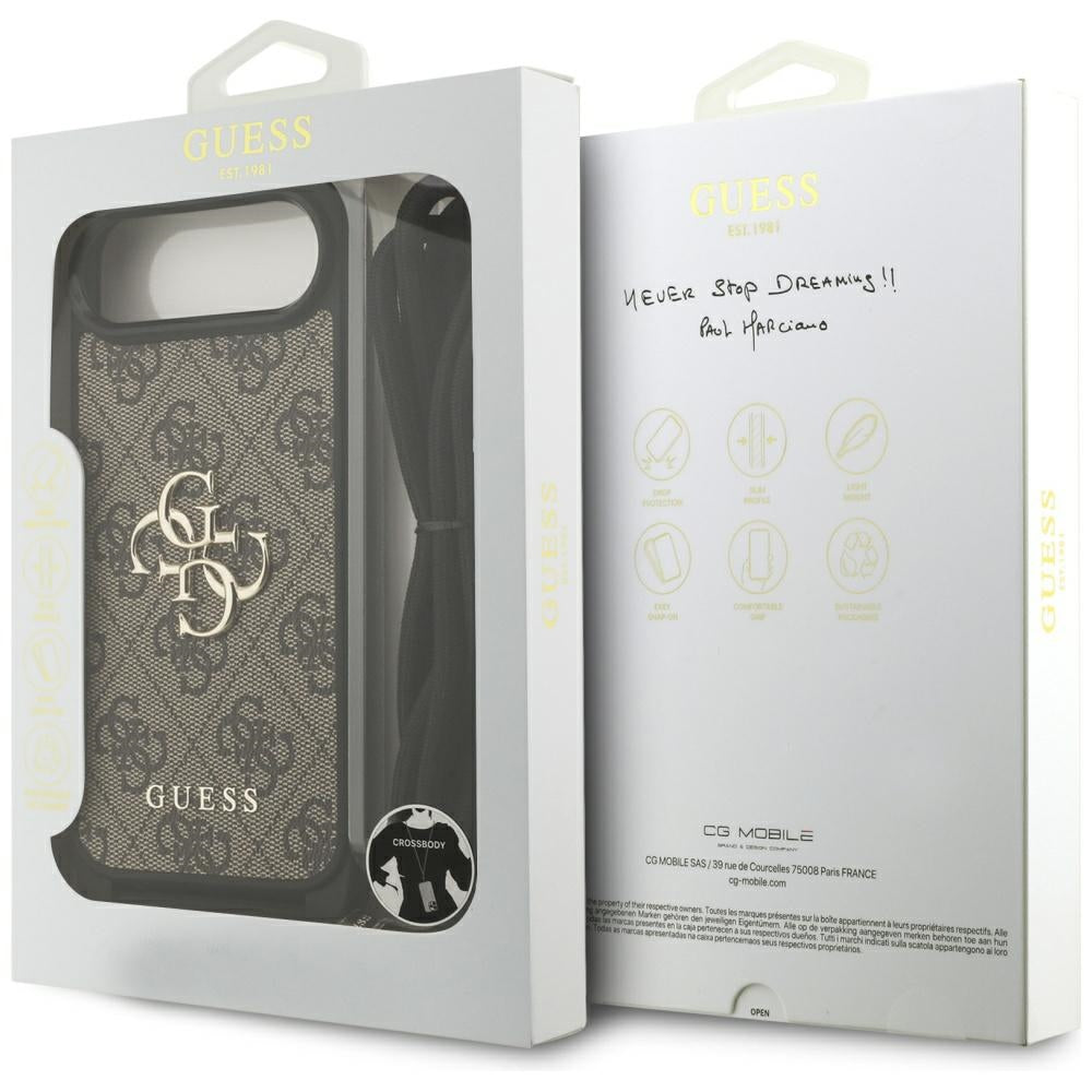 Husa pentru iPhone 17 Air - Guess Crossbody Cord 4G Big Logo (GUHCP17MP4GMGCRW) - Brown