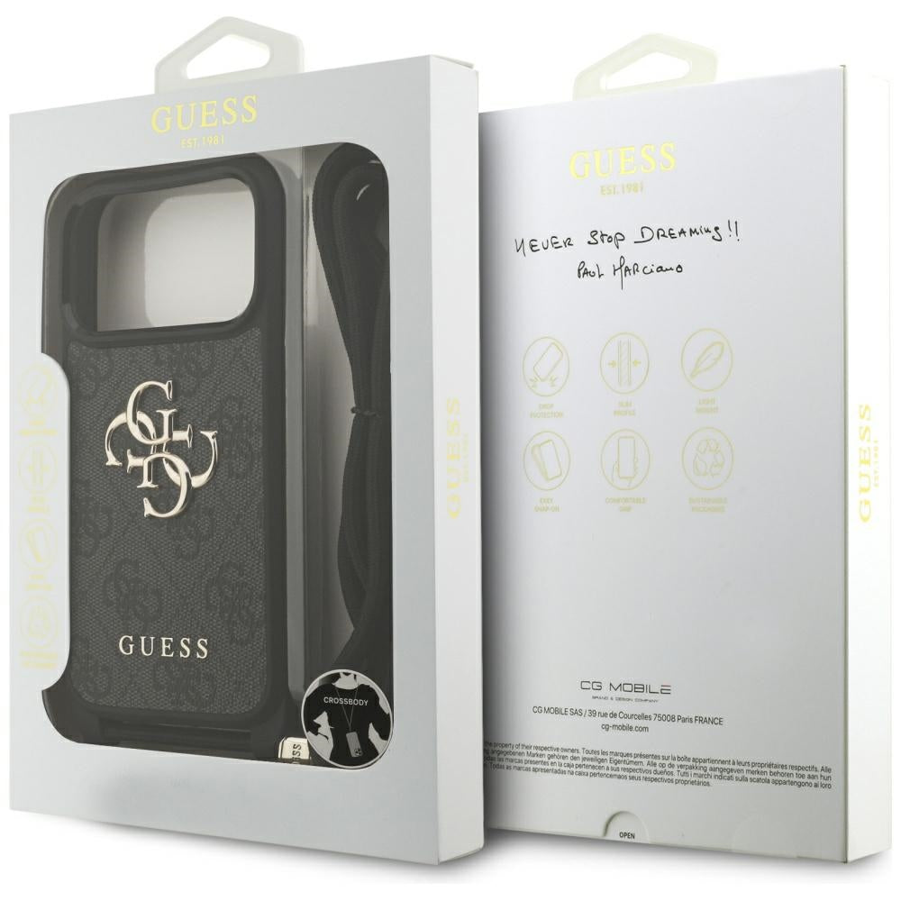 Husa pentru iPhone 17 Pro - Guess Crossbody Cord 4G Big Logo (GUHCP17LP4GMGCRK) - Black