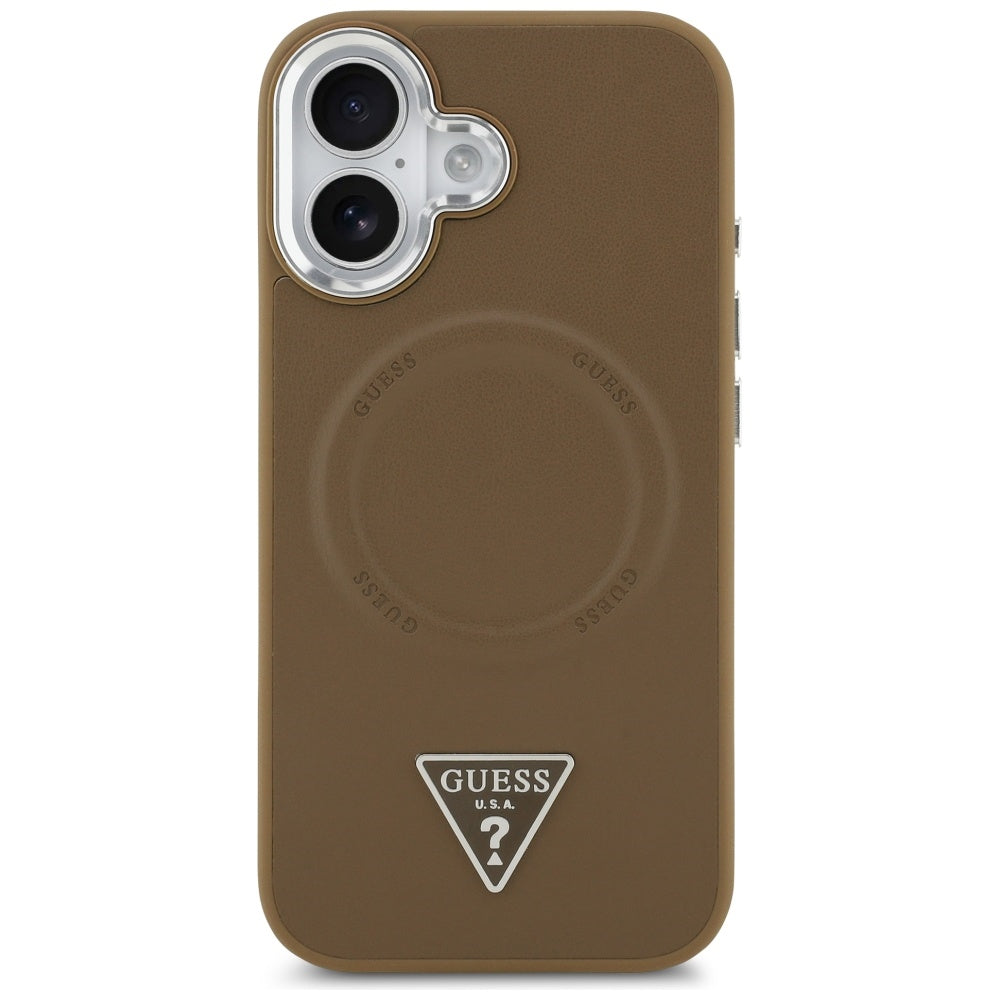 Husa pentru iPhone 17 - Guess Hardcase Triangle Logo MagSafe (GUHMP17SPSDTSCMW) - Brown