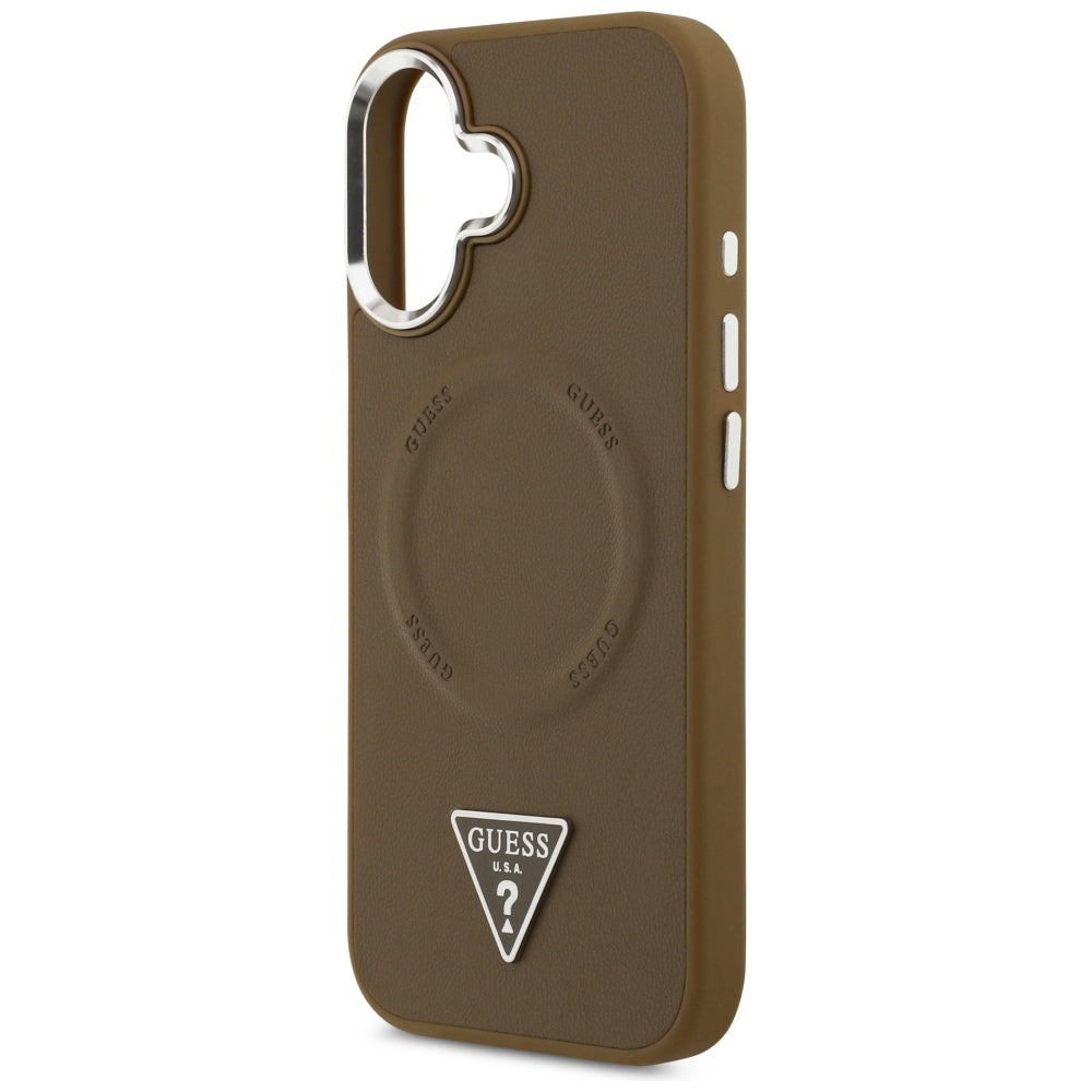 Husa pentru iPhone 17 - Guess Hardcase Triangle Logo MagSafe (GUHMP17SPSDTSCMW) - Brown