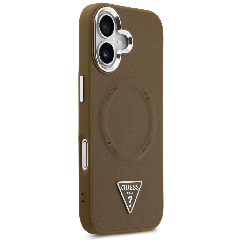 Husa pentru iPhone 17 - Guess Hardcase Triangle Logo MagSafe (GUHMP17SPSDTSCMW) - Brown