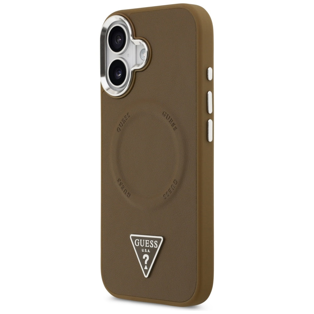 Husa pentru iPhone 17 - Guess Hardcase Triangle Logo MagSafe (GUHMP17SPSDTSCMW) - Brown