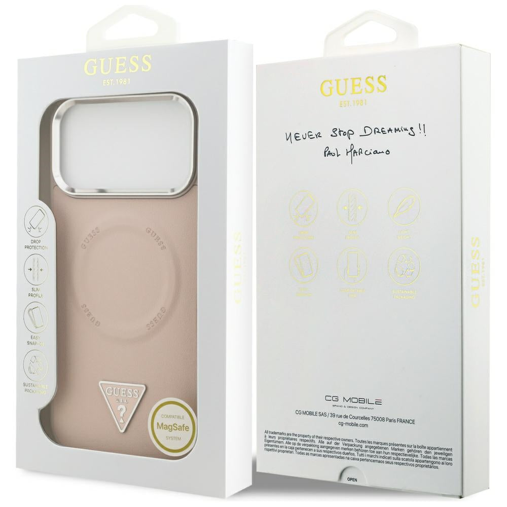Husa pentru iPhone 17 Pro - Guess Hardcase Triangle Logo MagSafe (GUHMP17LPSDTSCMP) - Pink