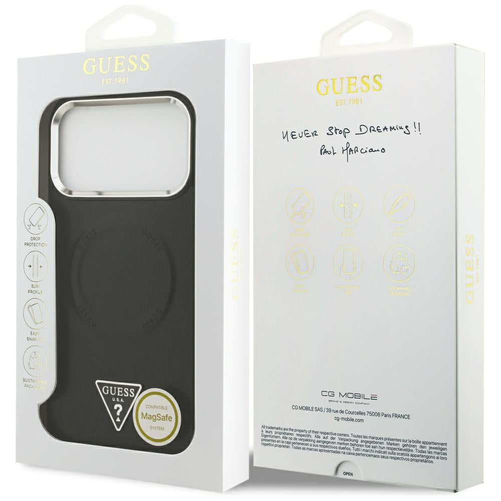Husa pentru iPhone 17 Pro - Guess Hardcase Triangle Logo MagSafe (GUHMP17LPSDTSCMK) - Black