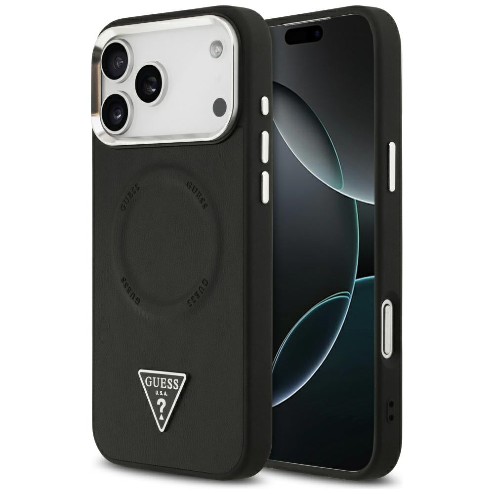 Husa pentru iPhone 17 Pro - Guess Hardcase Triangle Logo MagSafe (GUHMP17LPSDTSCMK) - Black