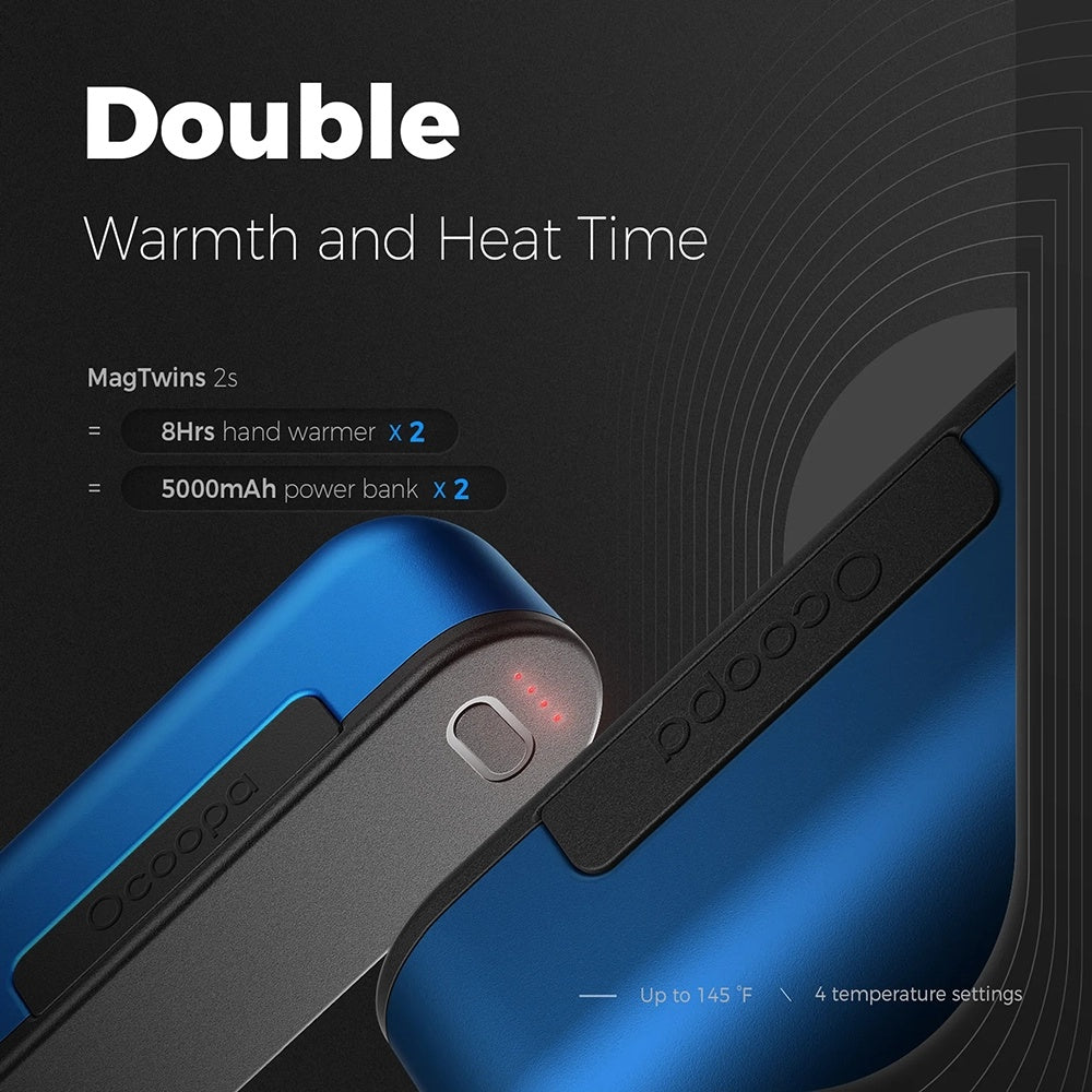 Ocoopa - Hand Warmer UT2s (UT2S-BU) - Type-C, with Power Bank, Electric, Magnetic Design, MagTwins, 2x 5000mAh - Blue