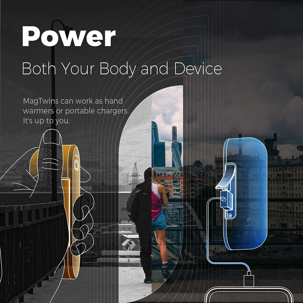 Ocoopa - Hand Warmer UT2s (UT2S-OG) - Type-C, with Power Bank, Electric, Magnetic Design, MagTwins, 2x 5000mAh - Orange