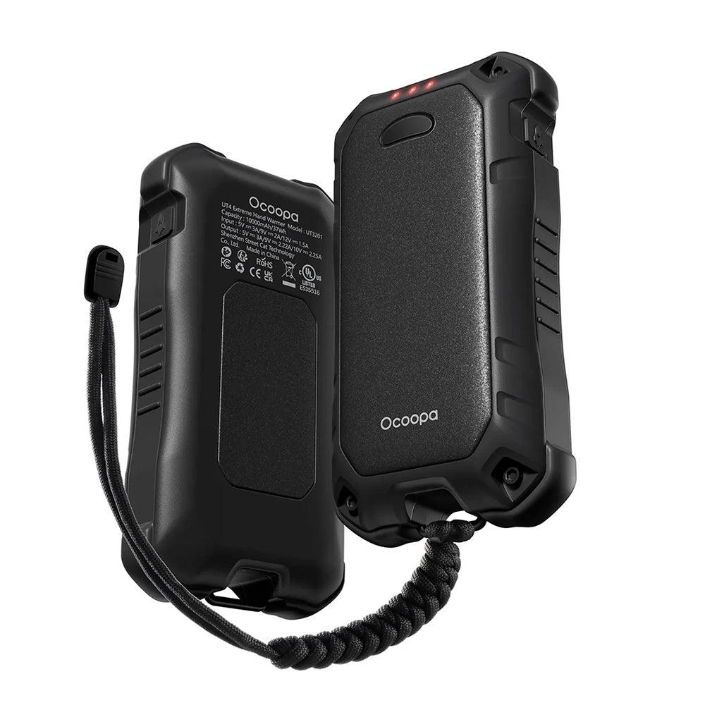 Ocoopa - Hand Warmer UT4 Extreme (UT3201-BK-BK) - with Power Bank, Built-in Flashlight, IP56, Type-C, 2x 5000mAh - Black