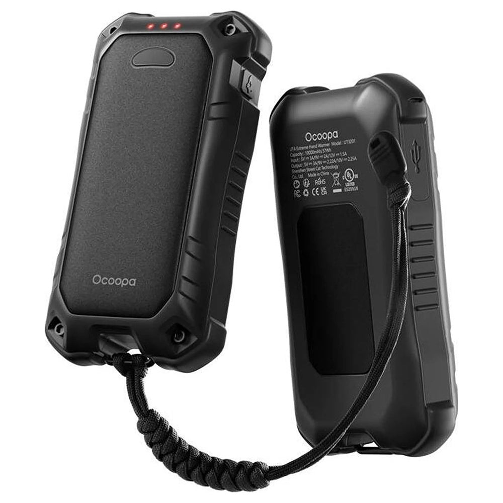 Ocoopa - Hand Warmer UT4 Extreme (UT3201-BK-BK) - with Power Bank, Built-in Flashlight, IP56, Type-C, 2x 5000mAh - Black