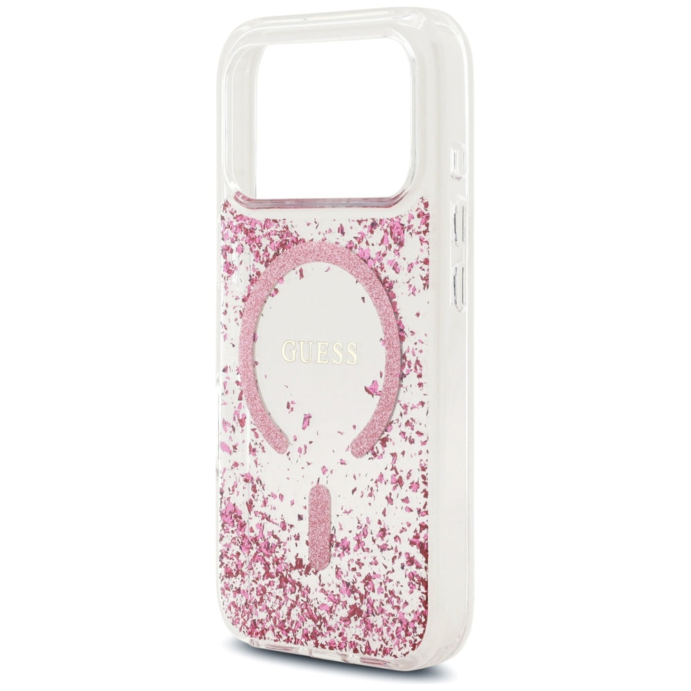 Husa de protectie Guess Resin Bottom Glitter compatibil cu iPhone 17 Pro, Roz