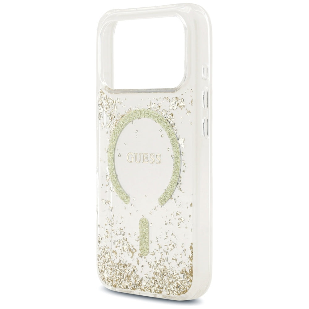 Husa de protectie Guess Resin Bottom Glitter compatibil cu iPhone 17 Pro, Auriu