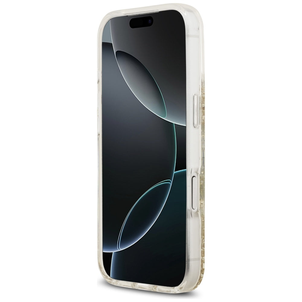 Husa de protectie Guess Resin Bottom Glitter compatibil cu iPhone 17 Pro, Auriu