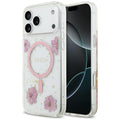 Husa de protectie Guess Resin Flowers and Glitter compatibil cu iPhone 17 Pro, Roz