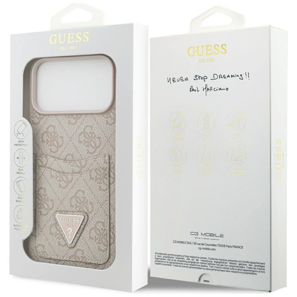 Husa pentru iPhone 17 Pro Max - Guess Hardcase 4G Double Card Triangle (GUHCP17XP4TPP) - Pink