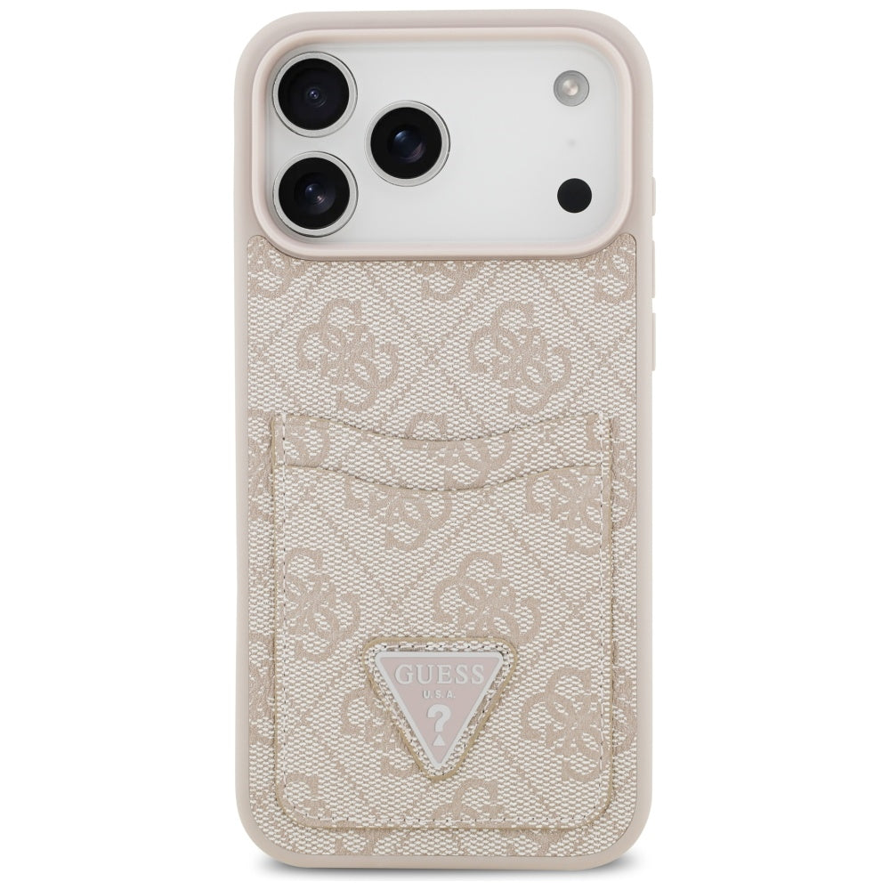 Husa pentru iPhone 17 Pro Max - Guess Hardcase 4G Double Card Triangle (GUHCP17XP4TPP) - Pink