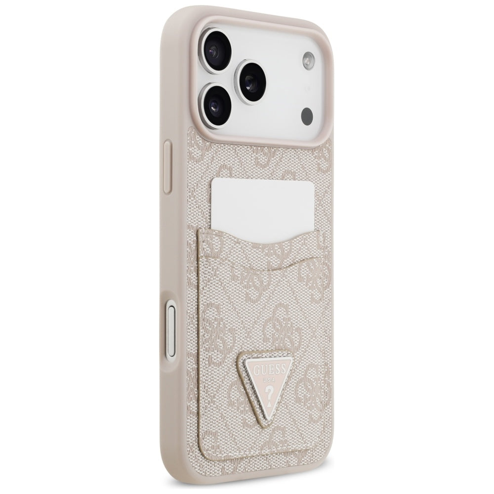 Husa pentru iPhone 17 Pro Max - Guess Hardcase 4G Double Card Triangle (GUHCP17XP4TPP) - Pink