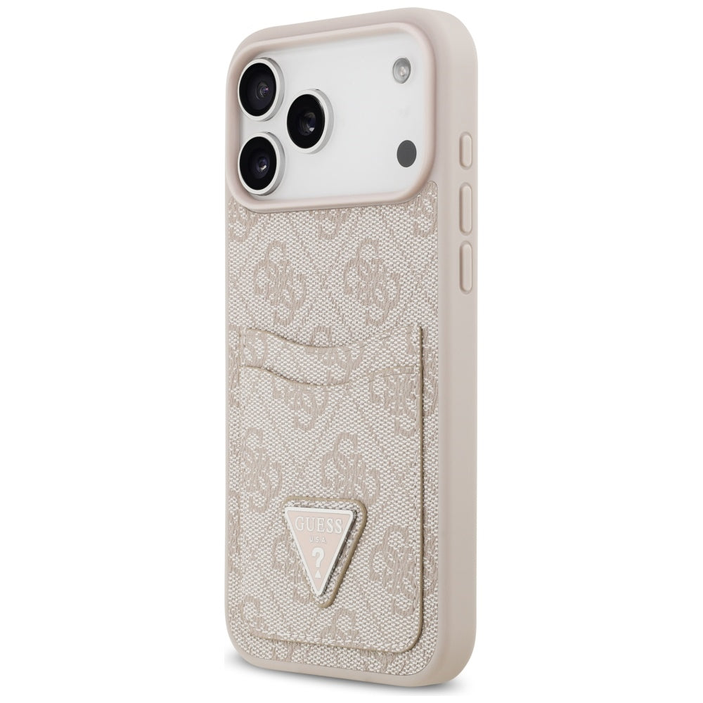 Husa pentru iPhone 17 Pro Max - Guess Hardcase 4G Double Card Triangle (GUHCP17XP4TPP) - Pink