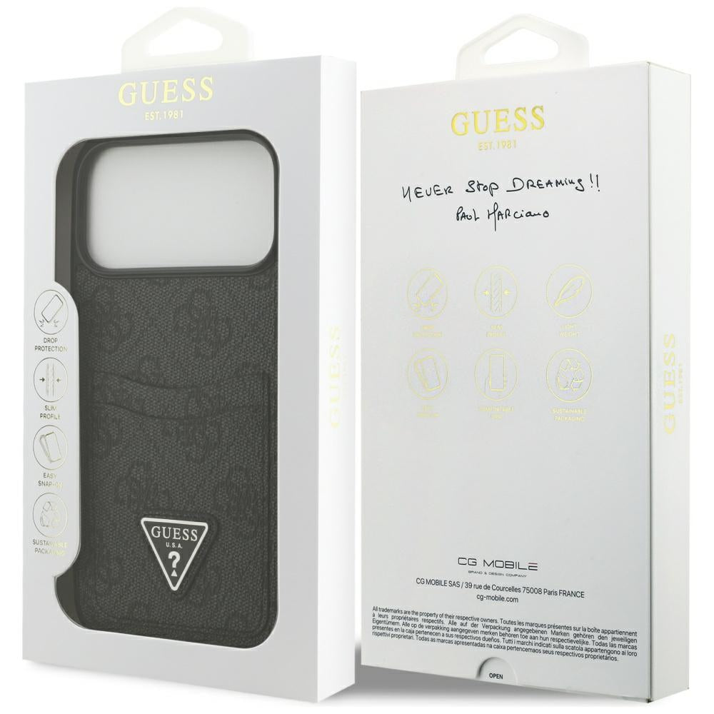 Husa pentru iPhone 17 Pro Max - Guess Hardcase 4G Double Card Triangle (GUHCP17XP4TPK) - Black