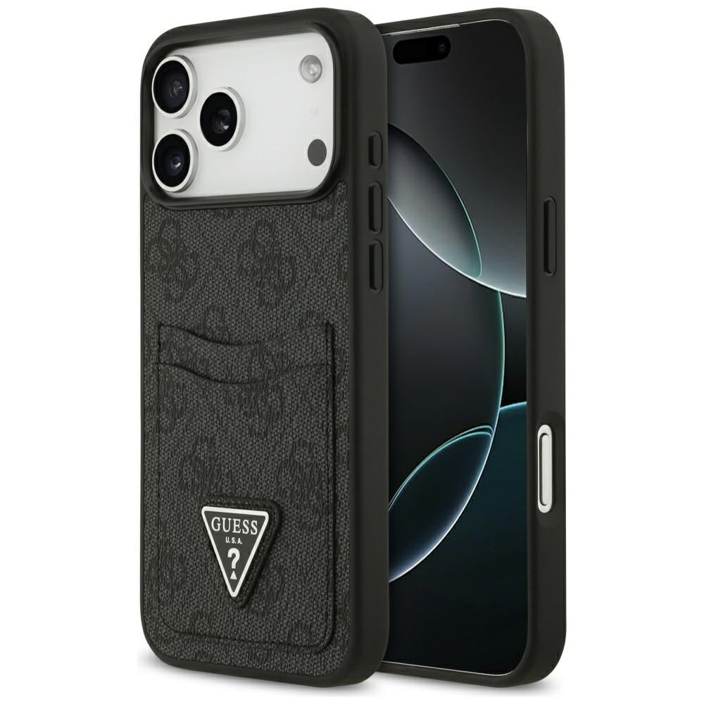 Husa pentru iPhone 17 Pro Max - Guess Hardcase 4G Double Card Triangle (GUHCP17XP4TPK) - Black