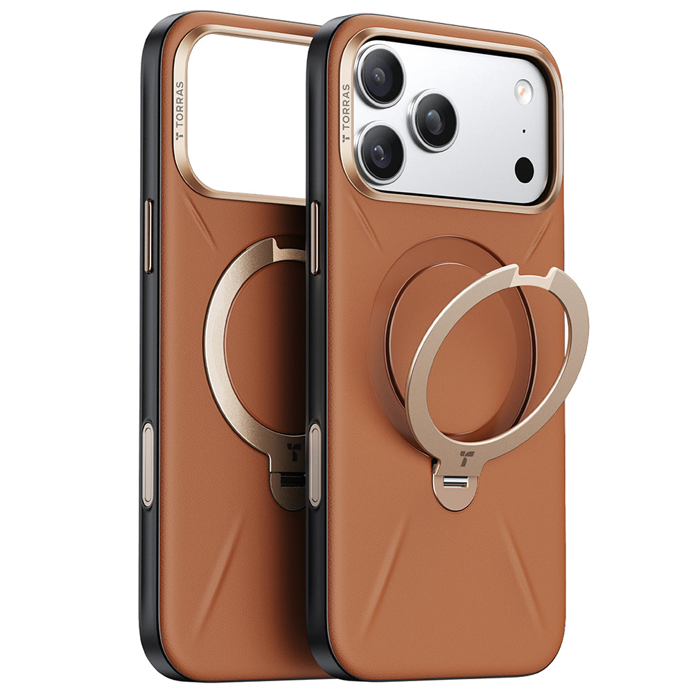 Torras Husa de protectie Torras QPRO Leather Series compatibil cu iPhone 17 Pro, Maro