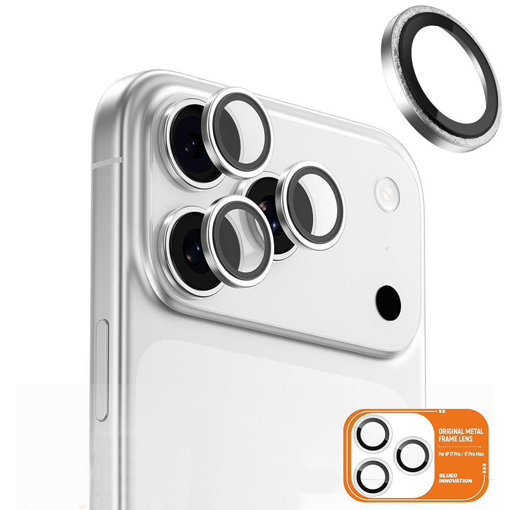 Blueo Folie de protectie Blueo Original Metal Frame Lens Glass compatibil cu iPhone 17 Pro / iPhone 17 Pro Max, Argintiu