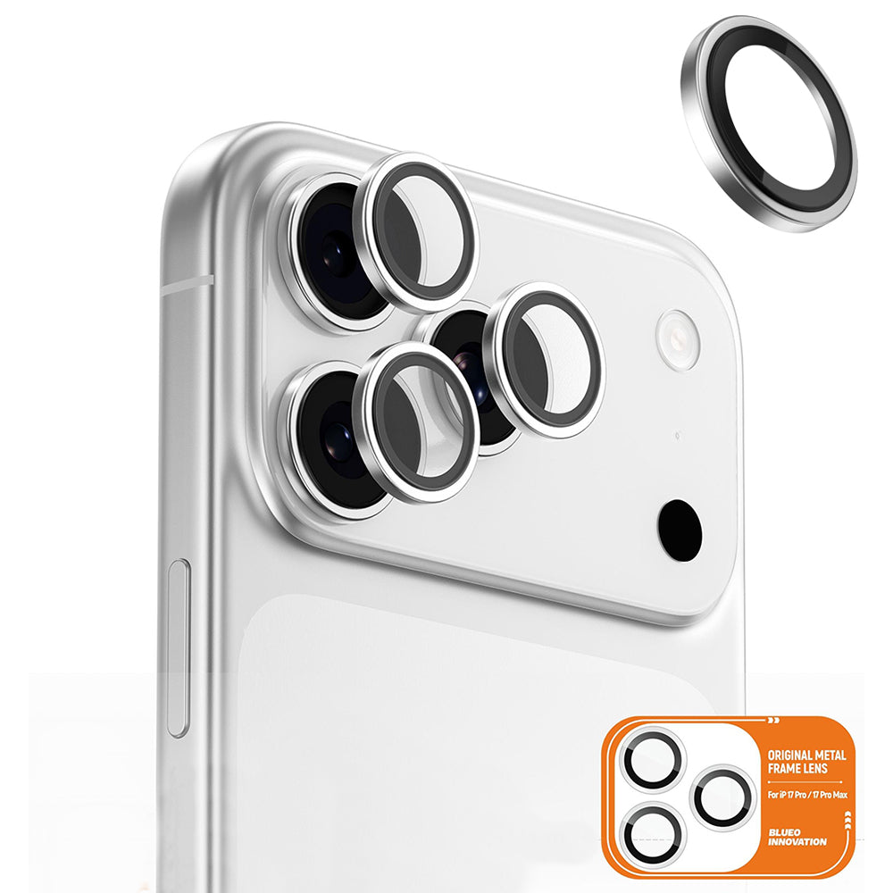 Blueo Folie de protectie Blueo Original Metal Frame Lens Glass compatibil cu iPhone 17 Pro / iPhone 17 Pro Max, Argintiu