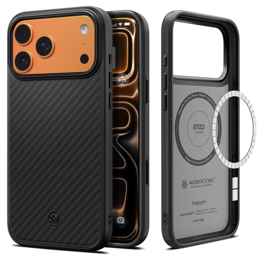 Spigen - Enzo Aramid "T" MagSafe (ACS09906) - iPhone 17 Pro Max - Black