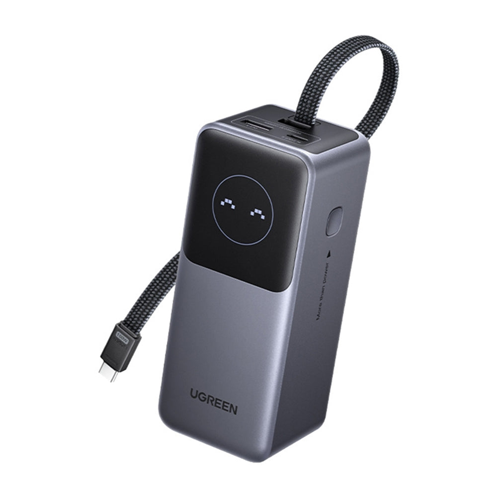 Ugreen - Power Bank PB723 (55365B) - with Built-in USB-C cable, USB, Type-C, Digital Display, 20000mAh, 130W - Grey