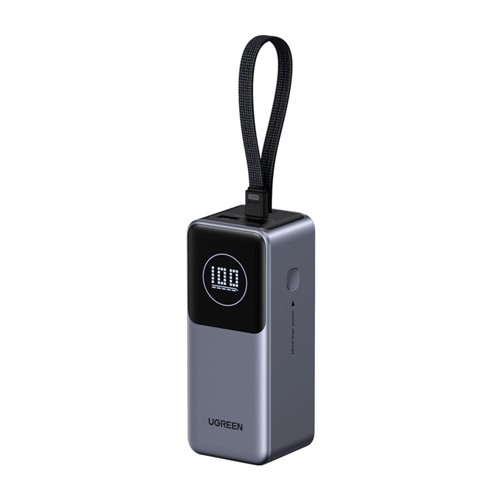 Ugreen - Power Bank PB723 (55365B) - with Built-in USB-C cable, USB, Type-C, Digital Display, 20000mAh, 130W - Grey