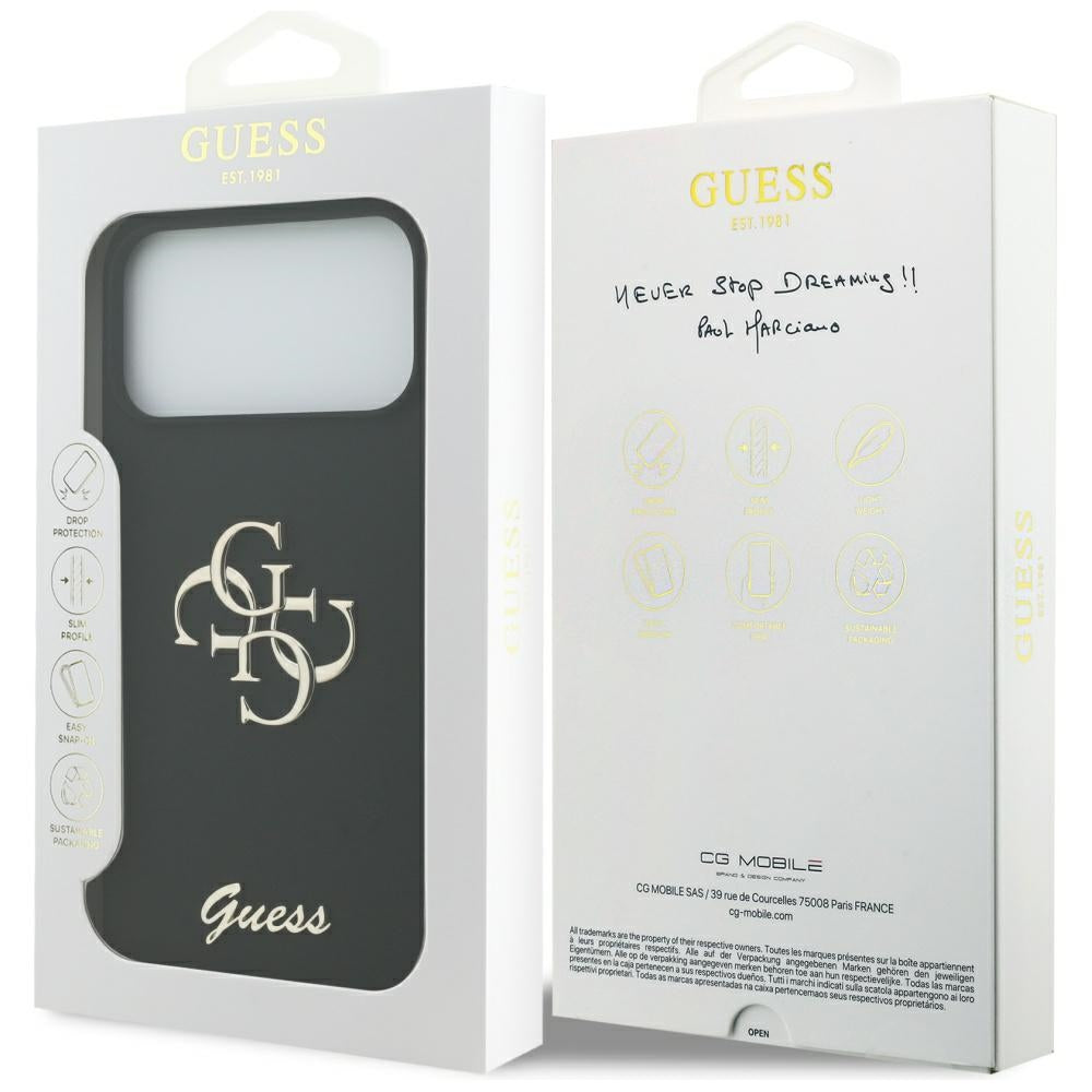 Husa pentru iPhone 17 Pro Max - Guess Silicone Big 4G Script (GUHCP17XSC4GSMK) - Black