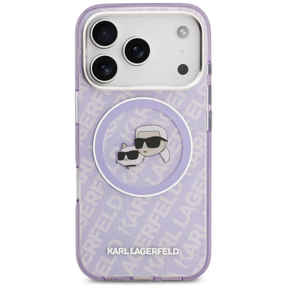 Karl Lagerfeld - IML Glitter K&C Heads Logo MagSafe (KLHMP17LHMKBKCHOU) - iPhone 17 Pro - Purple