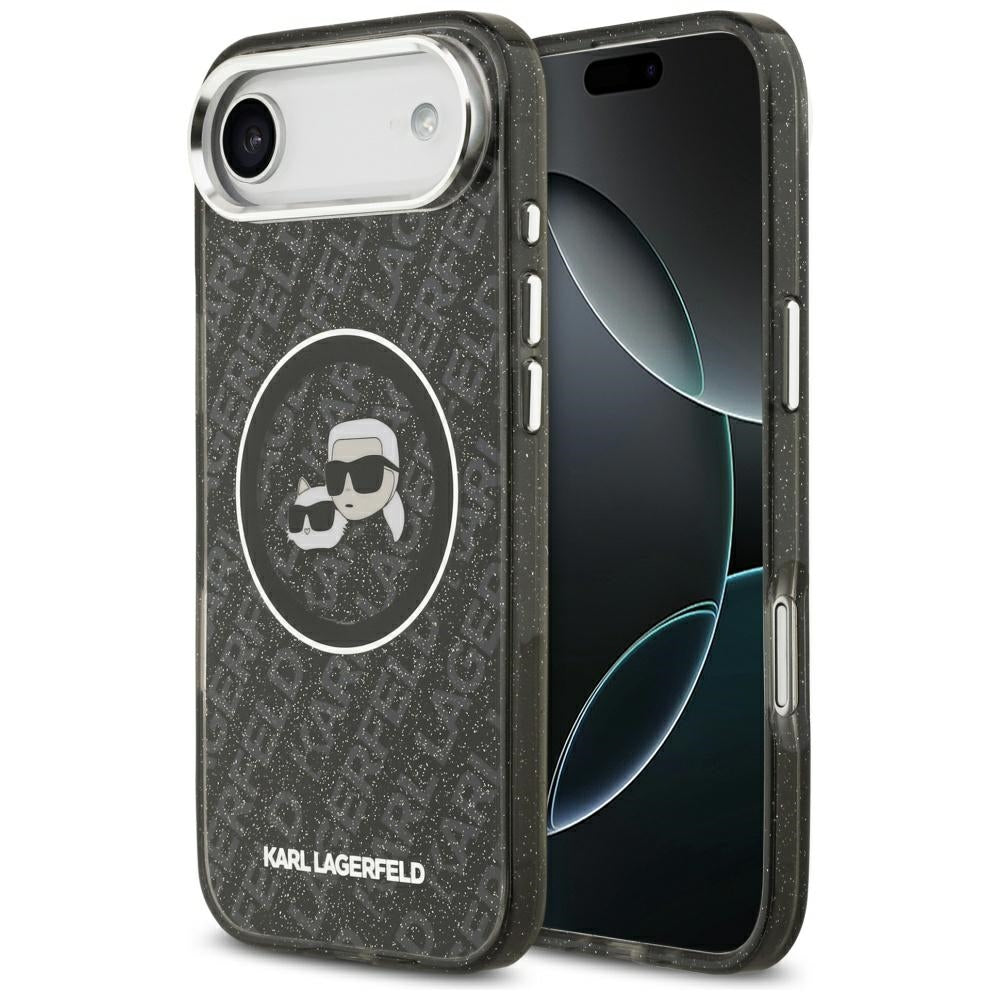 Karl Lagerfeld - IML Glitter K&C Heads Logo MagSafe (KLHMP17MHMKBKCHOK) - iPhone 17 Air - Black