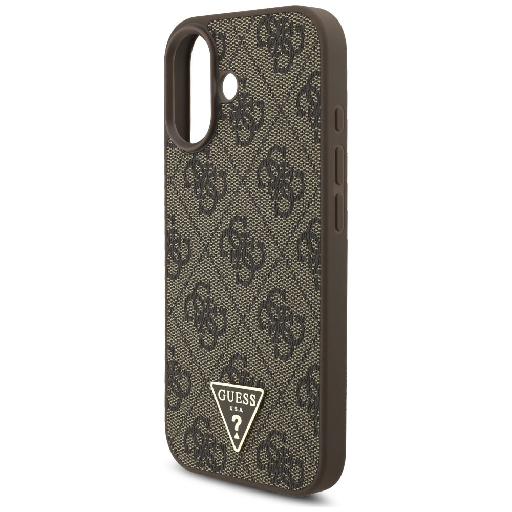 Husa pentru iPhone 17 - Guess Hardcase 4G Strap Triangle Logo MagSafe (GUHMP17SP4TSDPPSW) - Brown