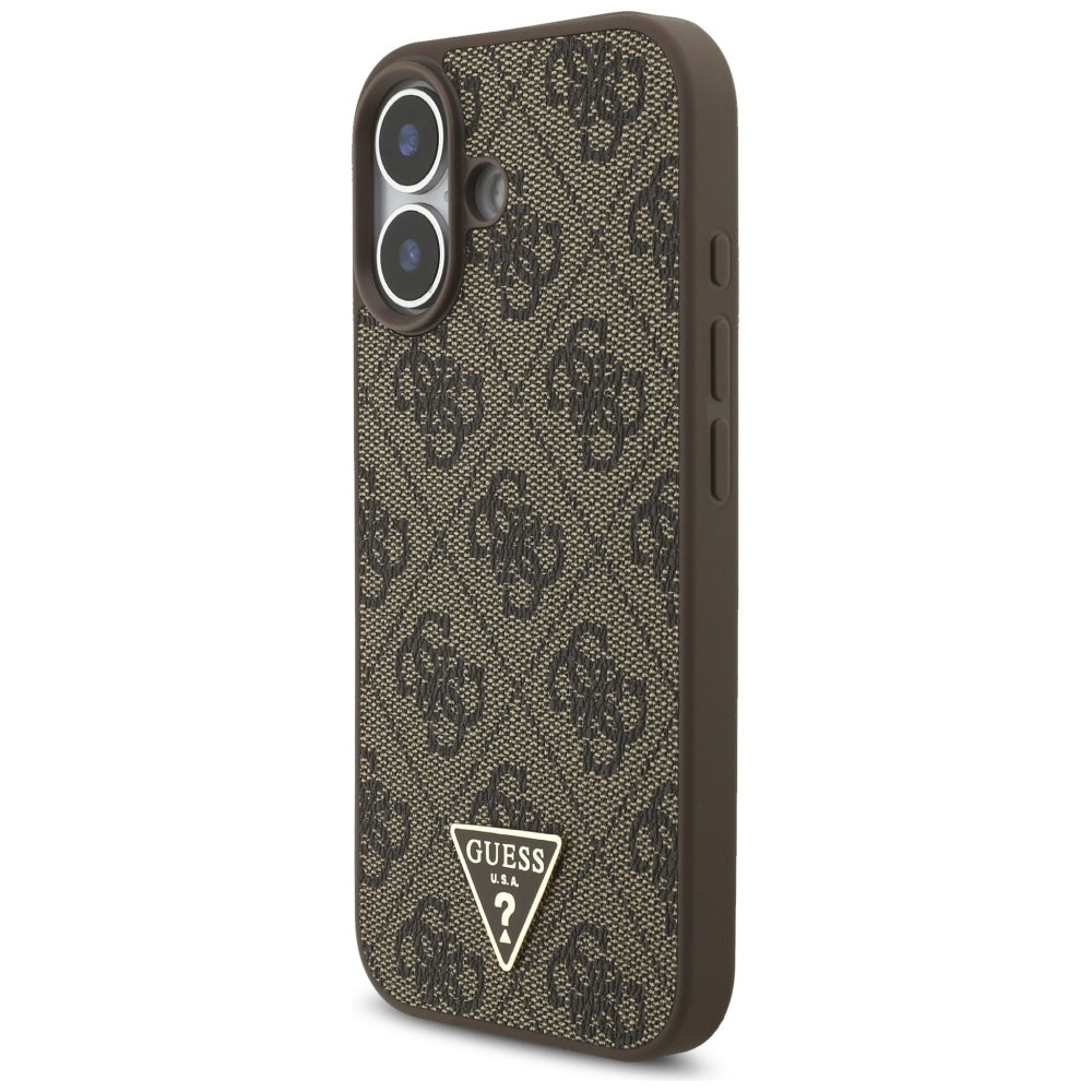 Husa pentru iPhone 17 - Guess Hardcase 4G Strap Triangle Logo MagSafe (GUHMP17SP4TSDPPSW) - Brown