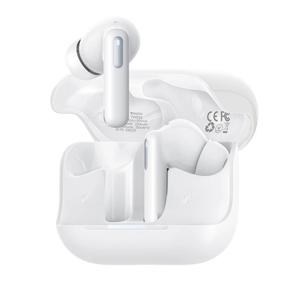 Yesido - Wireless Earbuds (TWS34) - Dual Microphone, ANC, Bluetooth 5.3, ENC, In-ear Design, Touch Control, 320mAh - Whi